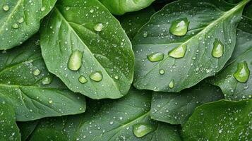 A close up of a bunch of spinach leaves with water droplets photo