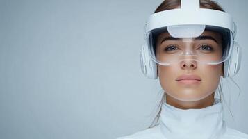A woman wearing a helmet and goggles photo