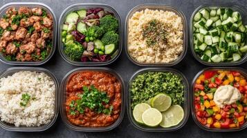 A variety of different meals in plastic containers photo