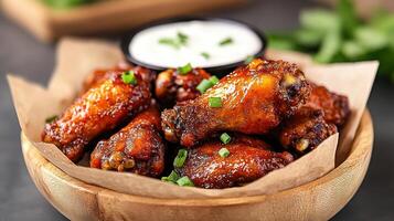 Chicken wings with ranch dip photo