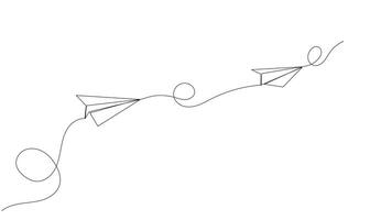 Hand drawn Continuous Drawing One line animation of paper planes flying together Concept of connection unity and creativity symbolized through flowing lines video