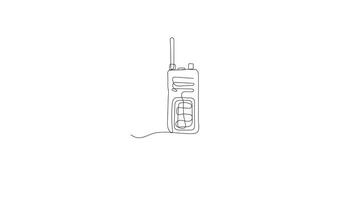 Hand drawn Continuous Drawing One line animation of walkie-talkie Concept of communication connection and teamwork in a minimalist sketch style video