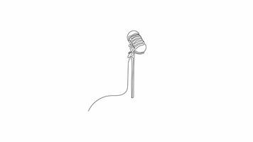 Hand drawn Continuous Drawing One line animation of podcast microphone Concept of audio recording, broadcasting, and creative expression through simple line art video
