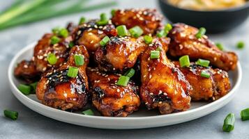 Chicken wings with sesame seeds and sesame oil photo
