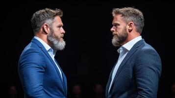 Two men in suits facing each other photo
