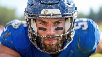 A football player with a helmet on photo