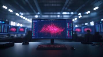A computer monitor with a red screen on it photo