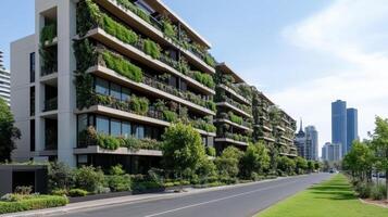 A street lined with green plants and trees photo