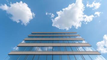 A building with windows and clouds in the sky photo