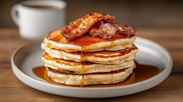 A stack of pancakes on a plate photo