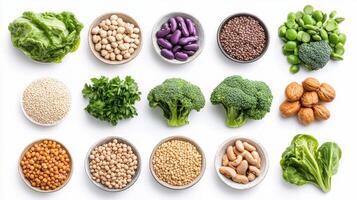 A variety of different types of vegetables and beans photo