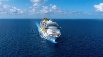 A cruise ship in the ocean photo