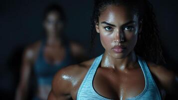 A woman with a bodybuilding look photo