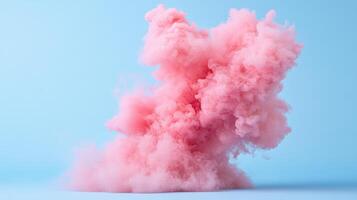 Pink smoke on blue background photo