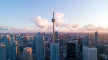 The cn tower is seen from above in toronto photo