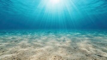 serene underwater landscape features sandy bottom and gentle light rays photo