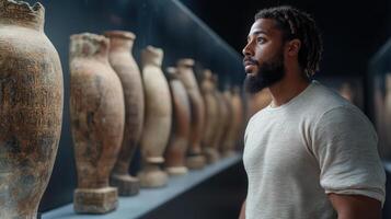Ancient artifacts displayed in museum, showcasing history and culture photo