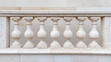 A white marble railing with a clock on it photo