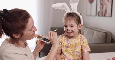 Mother and Daughter Enjoy a Delightful Day of Face Painting Fun with a Joyful Bunny Theme video