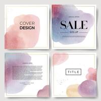Watercolor templates with text. Hand drawn abstract backgrounds. Modern frames with watercolor stains vector