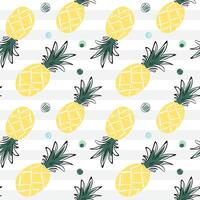Seamless pattern with pineapples. Doodle tropical backckgrounds. Sketch, line art drawing style. vector
