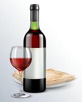Passover Composition with wine bottle vector