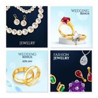 Jewelry Realistic Illustration Set vector