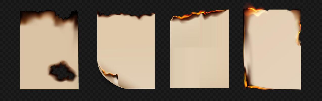 Burned paper Realistic on transparent background