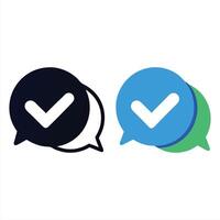 Speech Bubble Icons with Checkmarks in Blue, Green, and Black vector