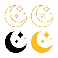 Moon and Stars Icon Set in Various Colors vector