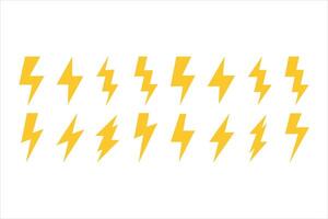 Dynamic Yellow Lightning Bolt Icons for Design Projects vector