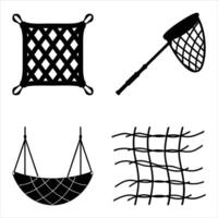 Set of Silhouettes of Fishing Net vector