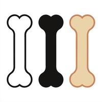 Bone Shape Icons Outline, Solid Black, and Beige Designs vector