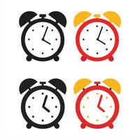Alarm Clock Designs in Black, Red, and Yellow vector