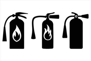 Set of Silhouettes of Fire Extinguisher vector