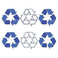 Recycling Symbol Icons Blue Triangular Arrows in Various Orientations vector