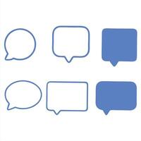 Speech Bubble Icon Set Blue Outline and Filled Versions in Various Shapes vector
