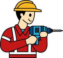 icon of Technician using a drill vector