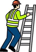 isolate flat icon of Technician climbing ladder vector