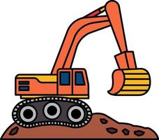 icon of The crane is lifting a load of dirt vector