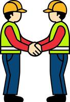 flat icon of Two technicians are shaking hands vector