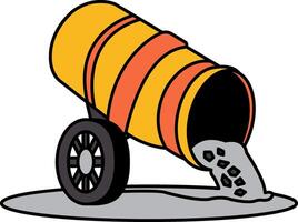 flat icon of The concrete mixer is pouring concrete vector
