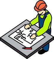 flat icon of Technician is drafting vector