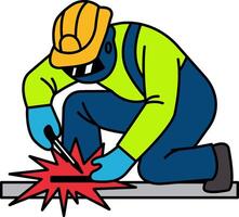 flat icon of Welder is soldering vector
