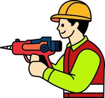 Technician using a drill vector