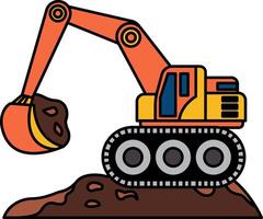 The crane is lifting a load of dirt vector