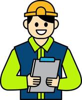 flat icon of Engineer holding documents vector