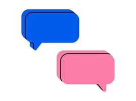Hand drawn cute cartoon illustration two blank speech bubbles. Flat empty comment messages doodle. Dialog or discussion. Social media icon. Communication app. Chat notification. Isolated. vector