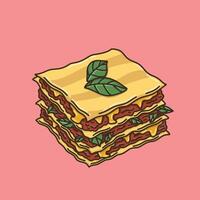 Italian lasagna with basil leaves on top vector
