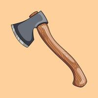 Sharp ax with wooden handle vector